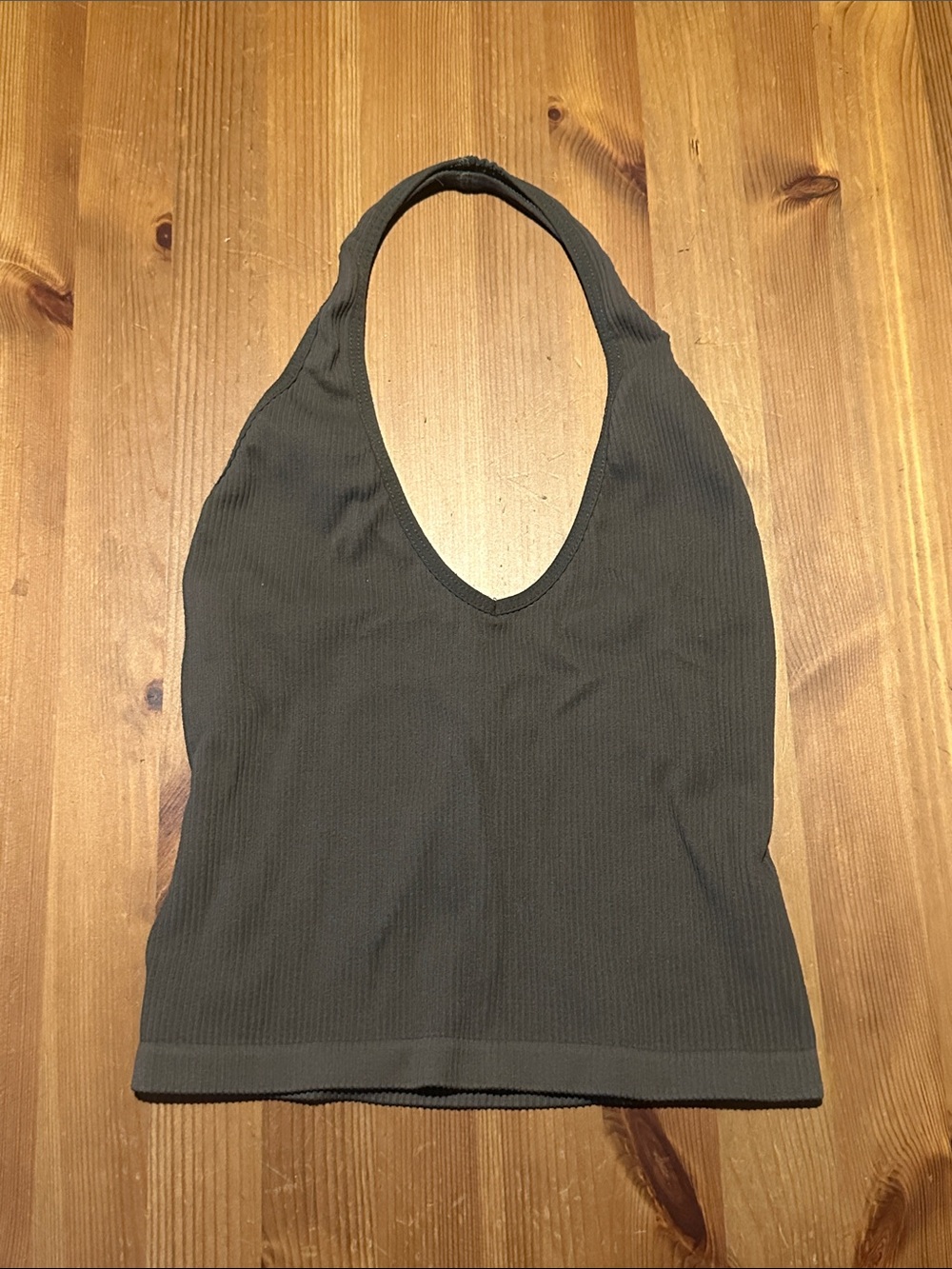 Urban Outfitters Olive Ribbed Halter Crop